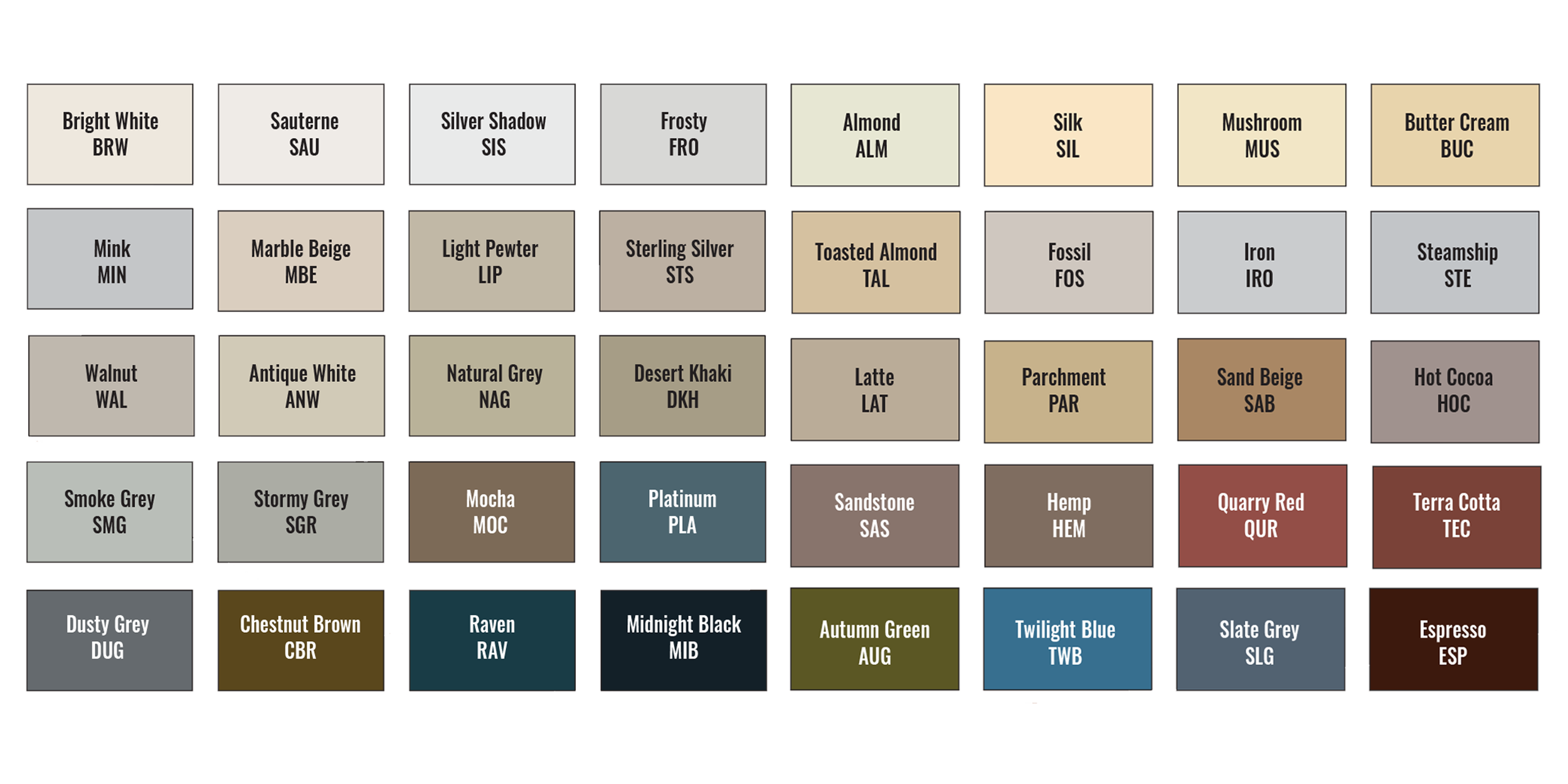 LATICRETE Profiles and Trims Colors